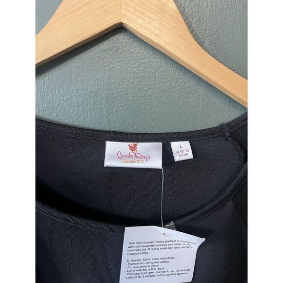 Quaker Factory By Jeanne Bice Womens Black Long Sleeve Floral Pattern size L NWT - Picture 3 of 3